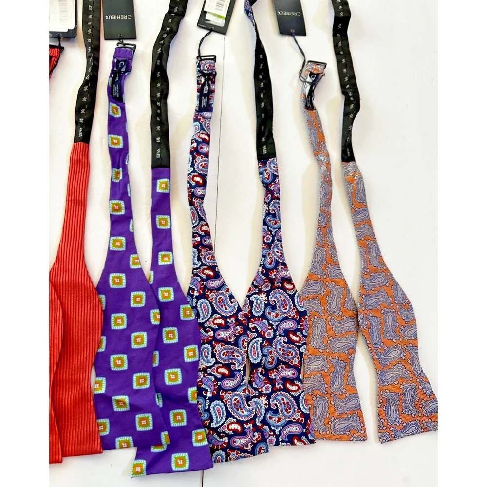 Cremieux Bow Tie 100% Silk Geometric Paisley Lot 4 Pink Purple Orange NEW